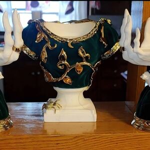 Bath & Body Works Green and Gold Candle Holder